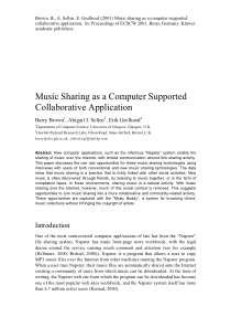 academic publishers. Music Sharing as a Computer S