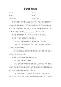 公司聘用协议书