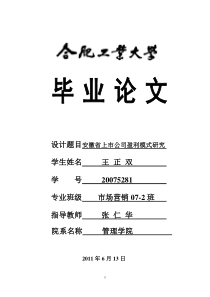 94安徽省上市公司盈利模式研究