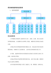 项目部的组织机构及岗位职责