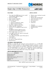 nRF2401无线通讯模块资料