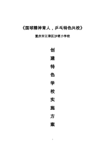 创建乒乓球校园文化特色活动方案