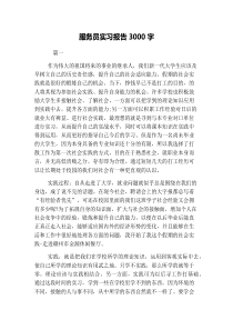 服务员实习报告3000字