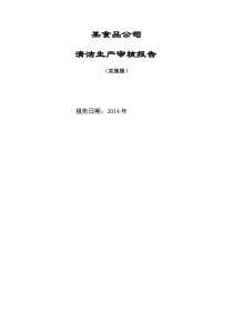 某食品公司清洁生产审核报告(实施稿)