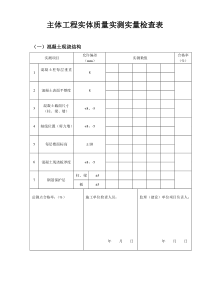 结构工程实体质量实测实量检查表