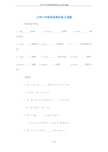 小学六年级英语期末复习总结试题