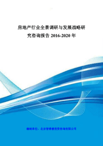 房地产行业全景调研与发展战略研究咨询报告XXXX-2020年