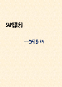 SAP-PP模块概要功能培训教材