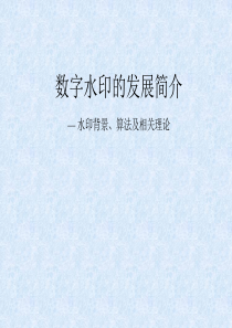 数字水印的发展简介