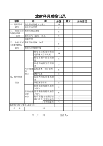 放射科月质控记录