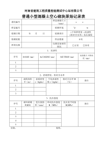 普通混凝土小型空心砌块检测原始记录