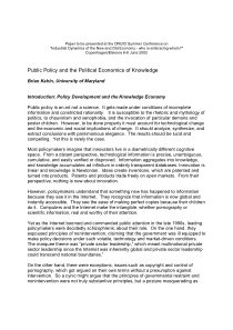 Public Policy and the Political Economics of Knowl