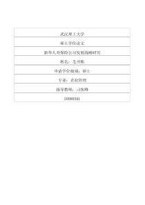 新华人寿保险公司发展战略研究