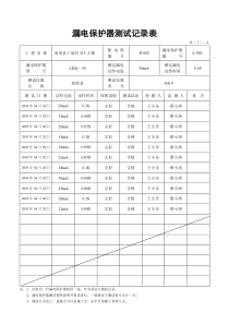 漏电保护器测试记录表