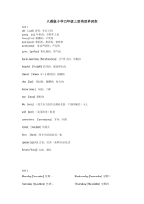 人教版五年级英语上册带音标词汇表