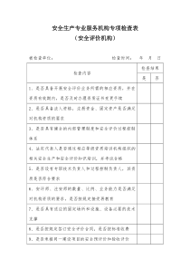 安全生产专业服务机构专项检查表安全评价机构被检查单位检查