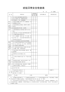 班组日常安全检查表