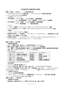 人教版七年级下册生物复习提纲