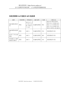 某体育用品公司信息发展部SAP组组长KPI组成表