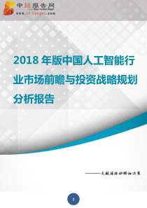 中国人工智能行业市场前瞻与投资战略规划分析报告2018年版(目录)