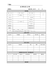 饭店应聘人员登记表