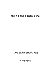 某市企业信息化建设发展规划