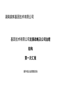 某某基因技术有限公司发展战略及公司治理结构第一次汇报