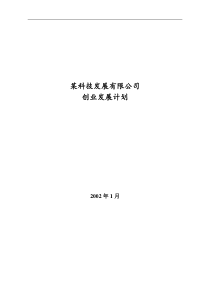 某科技发展有限公司创业发展计划