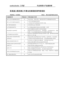 某高速公路发展公司事业发展部经理考核指标