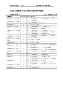 某高速公路发展公司工程管理部经理考核指标