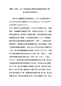 重磅!讲真-2017年我国职业病新发病例数显著性下降-职业病防治成绩巨大