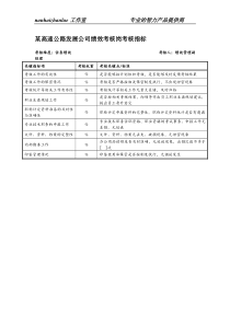 某高速公路发展公司绩效考核岗考核指标