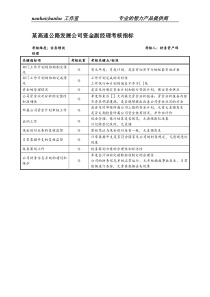 某高速公路发展公司资金副经理考核指标.