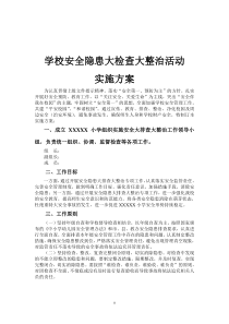 学校安全隐患大整治大排查工作方案