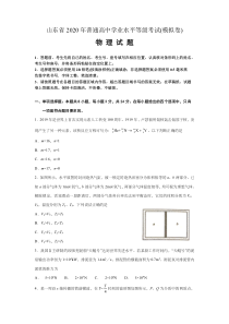 高2020届山东省新高考高三模拟物理试题及答案