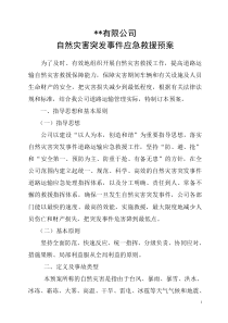 运输公司自然灾害应急救援预案