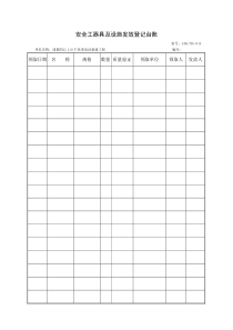 安全工器具及设施发放登记台账