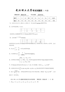 武汉理工大学数值分析考试