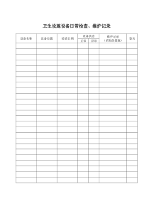 卫生设施设备日常检查、维护记录