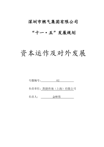 深圳市燃气集团有限公司十一五发展规划资本运作及对外发展（DOC34页）