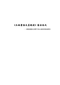 土地整治及其规划-新型城镇化背景下的土地利用规划研究