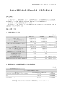 湖南金德发展股份有限公司XXXX年第一季度季度报告全文