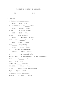 六年级英语下册第三单元测试题