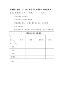 认识固体实验记录单