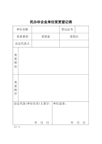 民办非企业变更登记表