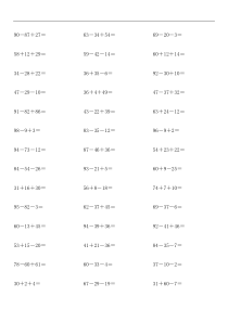 一年级100以内加减混合运算练习600题