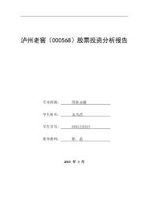 泸州老窖投资分析报告