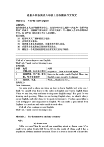 最新外研版英语八年级上册各模块作文范文