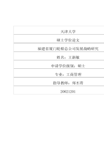 福建省厦门轮船总公司发展战略研究