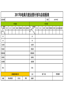 2017年电商月度运营计划与总结报表模板